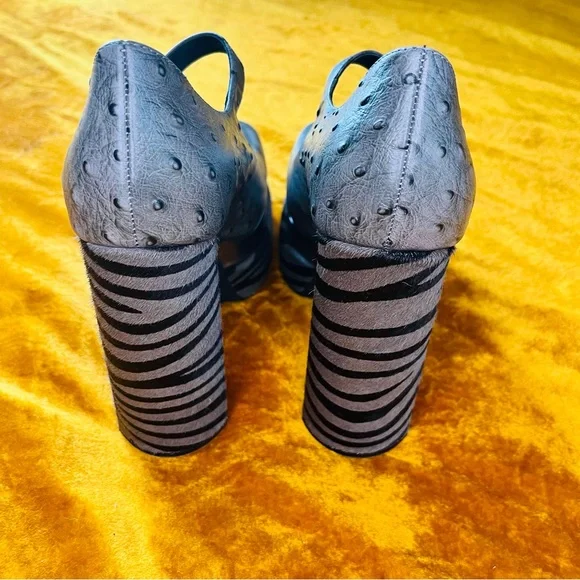 • Jeffrey Campbell Chillin-F platform pump in Grey Ostrich (size 8) - Picture 4 of 7